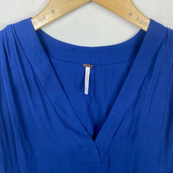 Free People Royal Blue‎ Darcy V-Neck Sleeveless Top Bohemian Swing Relax Boho XS - Picture 5 of 14